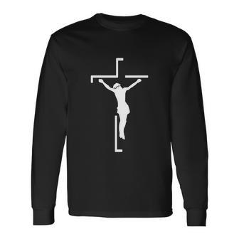 Jesus On Cross Christian Long Sleeve T-Shirt - Monsterry