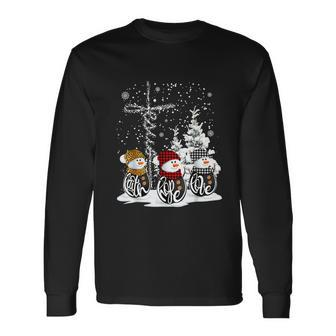 Jesus Faith Hope Love Snowman Xmas For Christian Long Sleeve T-Shirt - Monsterry CA