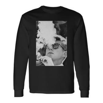 Jfk Smoking With Shades John F Kennedy President Long Sleeve T-Shirt - Monsterry UK