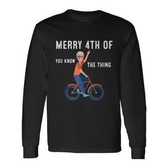 Joe Biden Falls Off His Bike Biden Bike V4 Long Sleeve T-Shirt - Monsterry