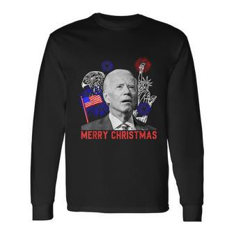 Joe Biden Happy Christmas In July Usa Flag V2 Long Sleeve T-Shirt - Monsterry DE
