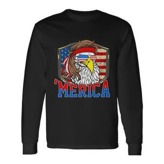 July 4Th Merica 4Th Of July Bald Eagle Mullet Long Sleeve T-Shirt - Monsterry UK