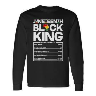 Juneteenth Black King Nutrition Facts Tshirt Long Sleeve T-Shirt - Monsterry