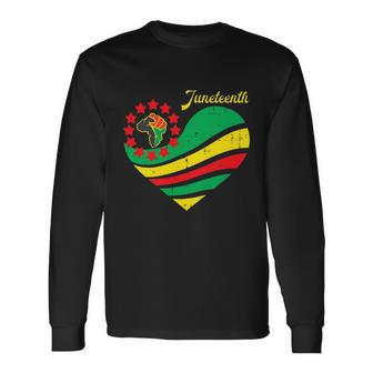Juneteenth Heart Africa Fist June 19Th 1865 Men Women V2 Long Sleeve T-Shirt - Thegiftio UK