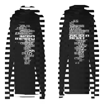 Juneteenth June 19 1865 Africa Word Cloud Art Long Sleeve T-Shirt - Thegiftio