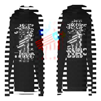 Just Here To Bang 4Th Of July American Flag Fourth Of July Long Sleeve T-Shirt - Seseable