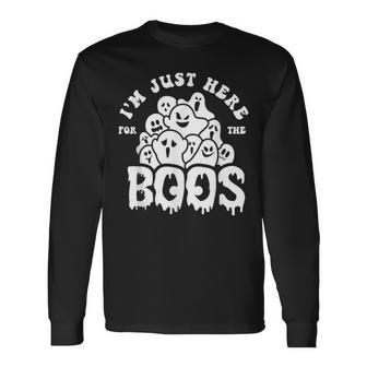 Im Just Here For The Boos Ghost Boo Crew Spooky Halloween Long Sleeve T-Shirt - Seseable