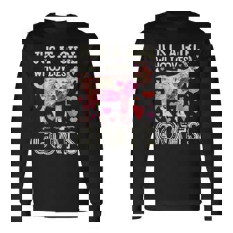 Just A Girl Who Loves Goats Goat Silhouette Long Sleeve T-Shirt - Thegiftio UK