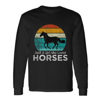 Just A Girl Who Loves Horses Horse Girls Teens Women Long Sleeve T-Shirt - Thegiftio UK