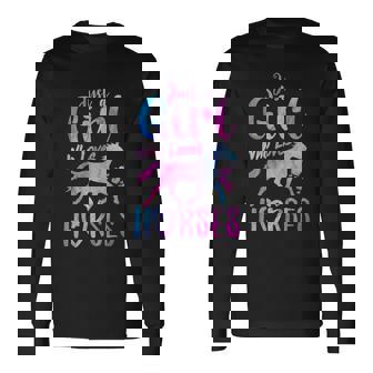 Just A Girl Who Loves Horses Riding Cute Horse Girls Women Long Sleeve T-Shirt - Thegiftio