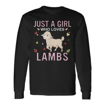 Just A Girl Who Loves Lambs Cute Women Girls Lambs Long Sleeve T-Shirt - Seseable