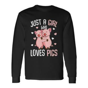 Just A Girl Who Loves Pigs Girls Long Sleeve T-Shirt - Thegiftio UK