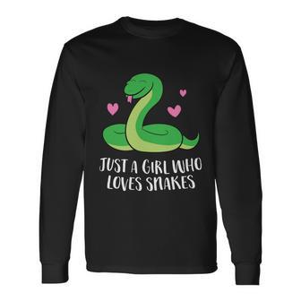 Just A Girl Who Loves Snakes Cute Snake Girl Long Sleeve T-Shirt - Thegiftio