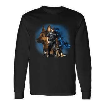K-9 With Police Officer Silhouette Long Sleeve T-Shirt - Monsterry DE