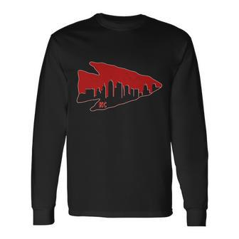 Kansas City Arrow Head Skyline Long Sleeve T-Shirt - Monsterry