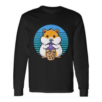 Kawaii Cute Boba Hamster Taro Bubble Pearl Milk Tea Long Sleeve T-Shirt - Thegiftio UK
