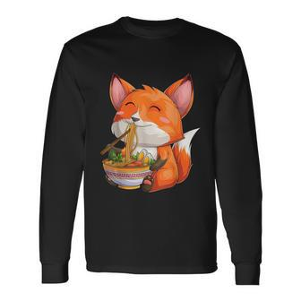 Kawaii Japanese Anime Fox Ramen Food Lovers Long Sleeve T-Shirt - Thegiftio UK