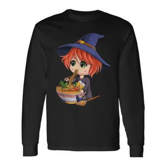 Kawaii Japanese Anime Witch Halloween Ramen Food Lovers Long Sleeve T-Shirt - Seseable