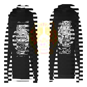 Kawaii Ramen Cute Anime Dog Corgi Japanese Noodles Drk Long Sleeve T-Shirt - Thegiftio