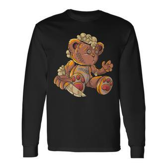 Killer Teddy Bear Lazy Halloween Costume Scary Monster Men Women Long Sleeve T-Shirt T-shirt Graphic Print - Thegiftio UK