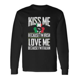 Kiss Me Im Irish Love Me Im Italian St Patricks Proud Irish V2 Men Women Long Sleeve T-Shirt T-shirt Graphic Print - Thegiftio UK