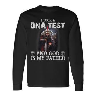 Knight Templar Shirt I Took A Dna Test And God Is My Father Knight Templar Store Long Sleeve T-Shirt - Seseable