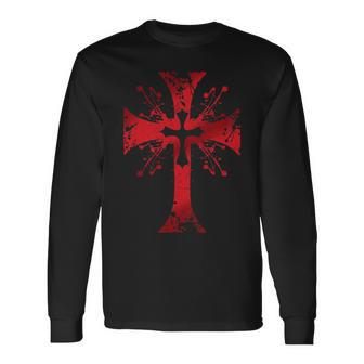 Knight Templar Shirt The Warrior Of God Bloodstained Cross Knight Templar Store Long Sleeve T-Shirt - Seseable