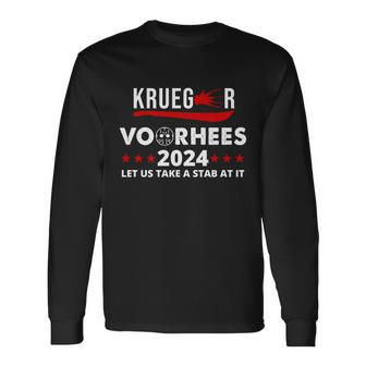 Krueger Voorhees 2024 Let Us Take A Stab At It Long Sleeve T-Shirt - Monsterry DE