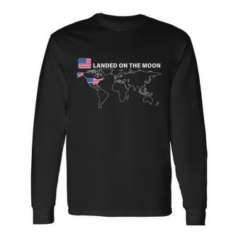 Landed On The Moon Usa Map Long Sleeve T-Shirt - Monsterry CA