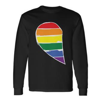 Left Half Of Heart Lgbt Gay Pride Lesbian Bisexual Ally Quote Long Sleeve T-Shirt - Monsterry