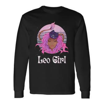 Leo Girl African American Kawaii Zodiac August Birthday Leo Long Sleeve T-Shirt - Seseable
