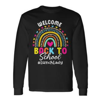 Leopard Rainbow Lunch Lady Welcome Back To School Long Sleeve T-Shirt - Thegiftio UK