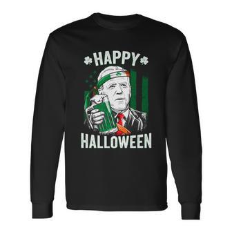 Leprechaun Biden Happy Halloween For St Patricks Day Tshirt Long Sleeve T-Shirt - Monsterry DE