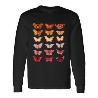 Lesbian Flag Color Butterfly Subtle Sapphic Pride Aesthetic Long Sleeve T-Shirt - Monsterry DE
