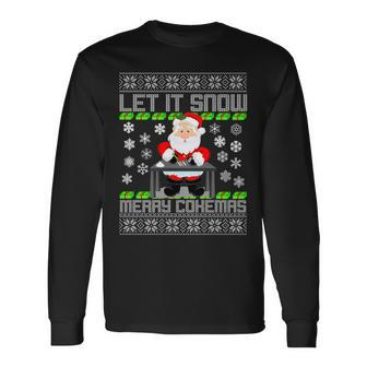 Let It Snow Merry Cokemas Santa Claus Ugly Christmas Tshirt Long Sleeve T-Shirt - Monsterry UK