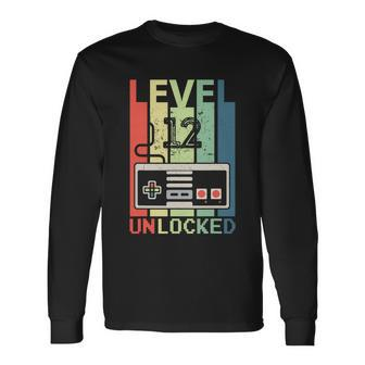 Level 12 Unlocked Shirt Video Gamer 12Th Birthday Tee Long Sleeve T-Shirt - Thegiftio UK