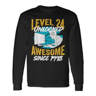 Level 24 Unlocked Awesome 1998 24Th Birthday Man Video Game Long Sleeve T-Shirt - Seseable