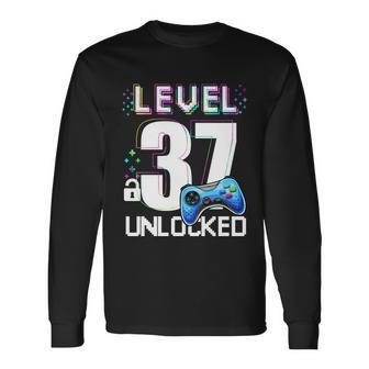 Level 37 Unlocked Video Game 37Th Birthday Boy Gamer Long Sleeve T-Shirt - Thegiftio UK