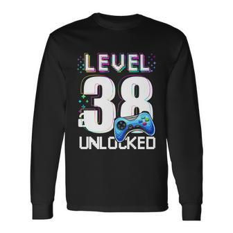 Level 38 Unlocked Video Game 38Th Birthday Boy Gamer Long Sleeve T-Shirt - Thegiftio UK