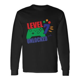 Level 7 Unlocked 7Th Gamer Video Game Birthday Video Game Long Sleeve T-Shirt - Thegiftio