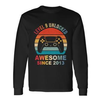 Level 9 Unlocked Awesome 2013 Video Game 9Th Birthday Boy Cool Long Sleeve T-Shirt - Monsterry
