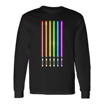 Lgbt Flag Light Swords Saber Gay Pride Long Sleeve T-Shirt - Monsterry UK