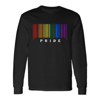 Lgbt Gay Barcode Support Lgbtq Ally Rainbow Pride Gay Flag Long Sleeve T-Shirt - Monsterry