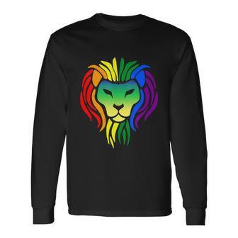 Lgbt Gay Pride Flag Proud Lion Lgbt Gay Pride Long Sleeve T-Shirt - Thegiftio UK