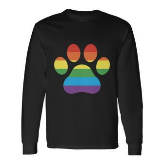 Lgbt Rainbow Pride Furry Dog Paw Pride Month Long Sleeve T-Shirt - Monsterry