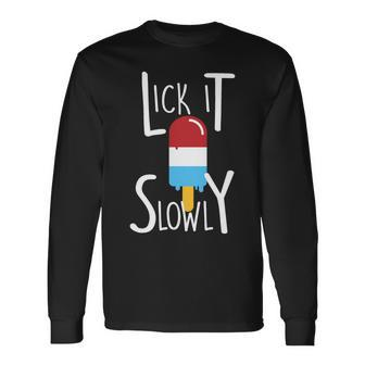 Lick It Slowly Popsicle Tshirt Long Sleeve T-Shirt - Monsterry UK