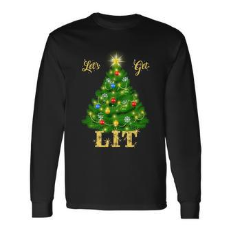 Lets Get Lit Christmas Tree Long Sleeve T-Shirt - Monsterry UK