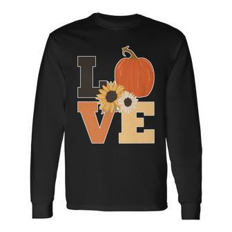 Love Autumn Floral Pumpkin Fall Season Long Sleeve T-Shirt