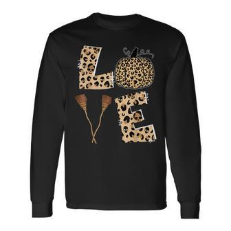 Love Halloween Cute Ghost Leopard Pumpkin Candies Lovers Long Sleeve T-Shirt - Seseable