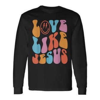 Love Like Jesus Smile Face Aesthetic Trendy Clothing Long Sleeve T-Shirt - Thegiftio UK